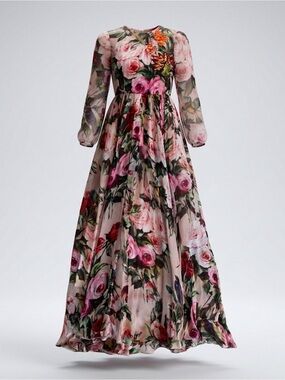 Dolce & Gabbana Floral Silk Dress w/ Lining